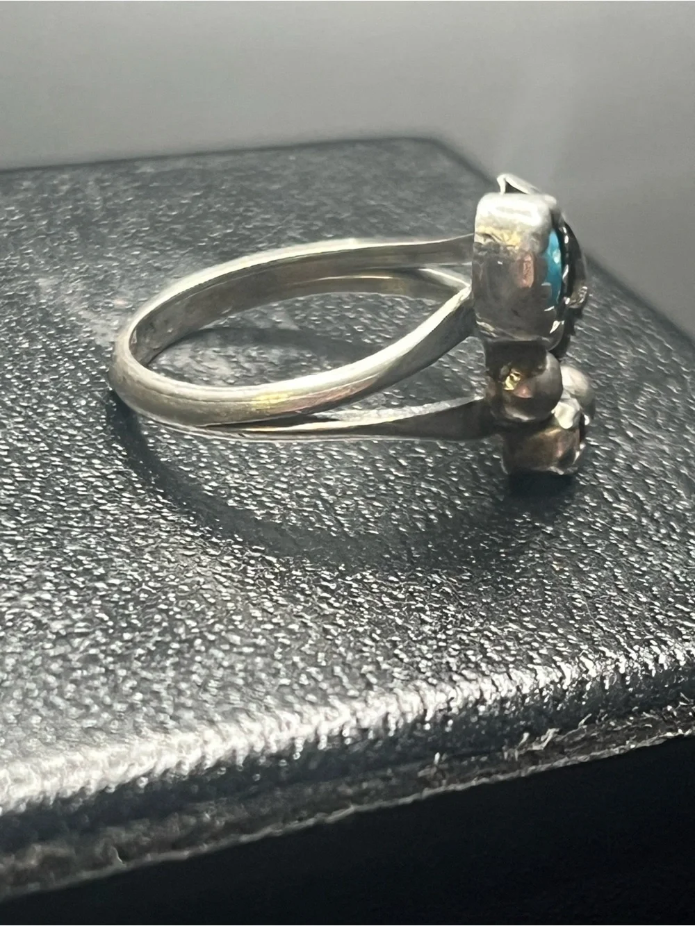 Vintage Sterling Silver Turquoise Coral Southwestern Ring Size 4